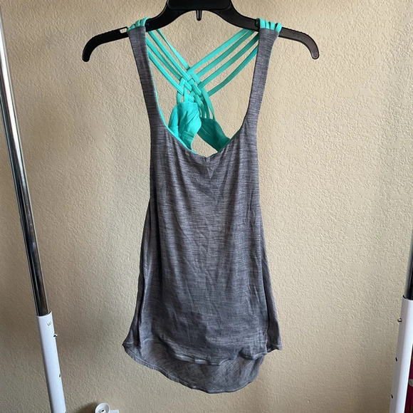 Lululemon Womens Heathered‎ Slate & Bali Breeze Wild Tank Top Size 4 - Picture 1 of 7